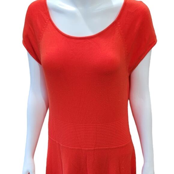 Eliza J Red Knit Maxi Dress Sz 12 Fit & Flare Drop Waist Dopamine Dressing - Picture 2 of 7